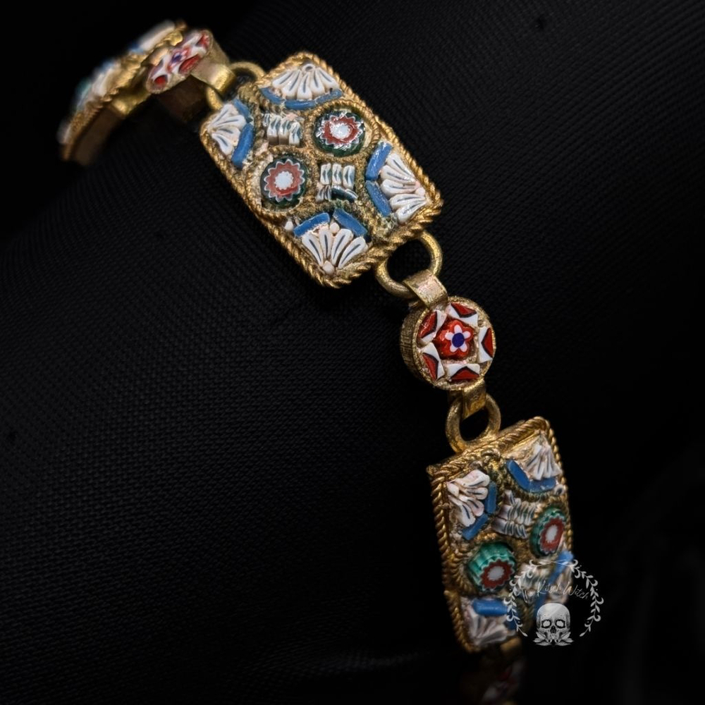 Vintage Italian Micro-Mosaic Panel Bracelet MCM Signed - Picture 3 of 6